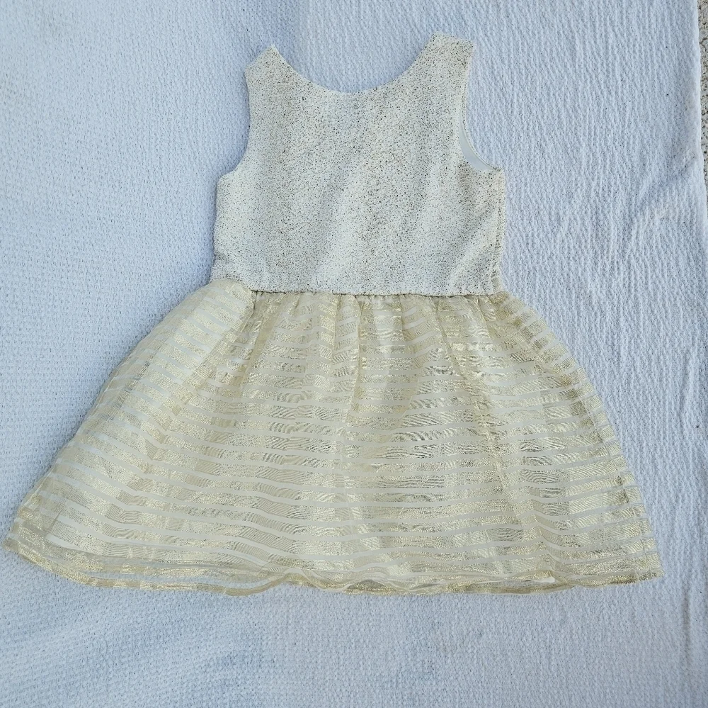 The Children's Place Gold and cream colored sleeveless dress girls size 5